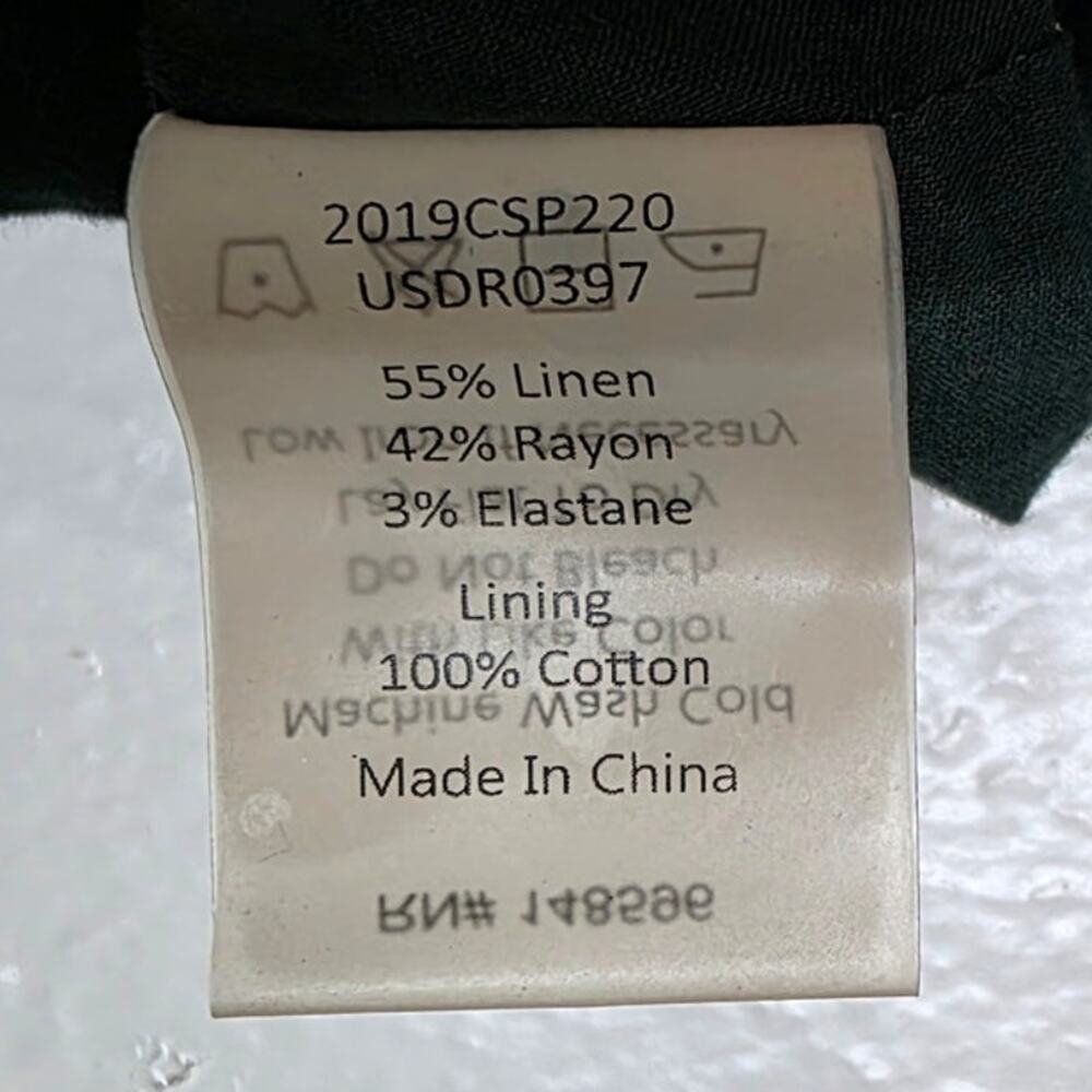 Universal Standard Tracy Linen Wrap Dress in Forest Green Hi Low Tulip Hem - Picture 7 of 9